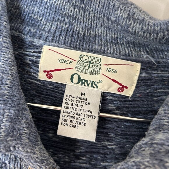 Vintage Orvis Nordic Zip Cardigan Sweater M Blue Gray Hong Kong - Picture 4 of 4